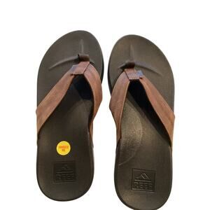 Brand New REEF Brown Leather Flip Flop Men's Sandals SZ 10